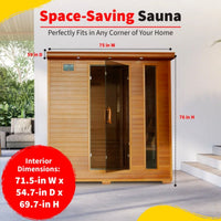 Infrared Sauna Built for Full Family Wellness, Canadian Cedar, 10 Carbon Heaters, Ultra-Low EMF