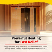Infrared Sauna Built for Full Family Wellness, Canadian Cedar, 10 Carbon Heaters, Ultra-Low EMF